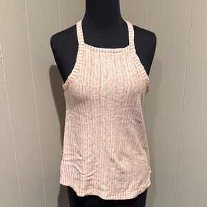 B31 Splendid Women Medium Coral and White Striped Tank Top Summer Casual